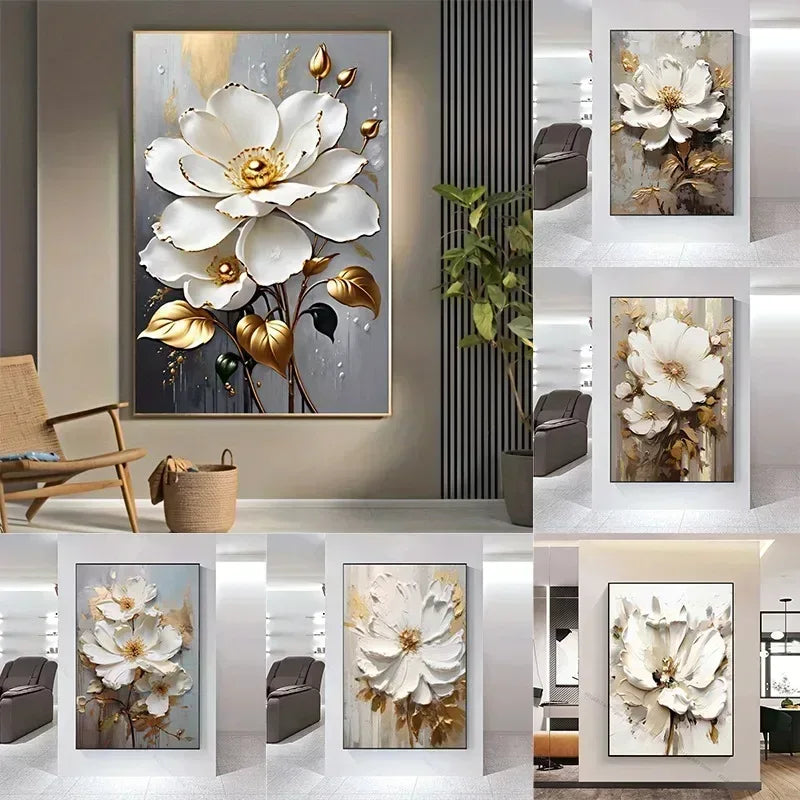Arte Aconchegante: Flores Brancas em Tela para Decoração - Minha loja