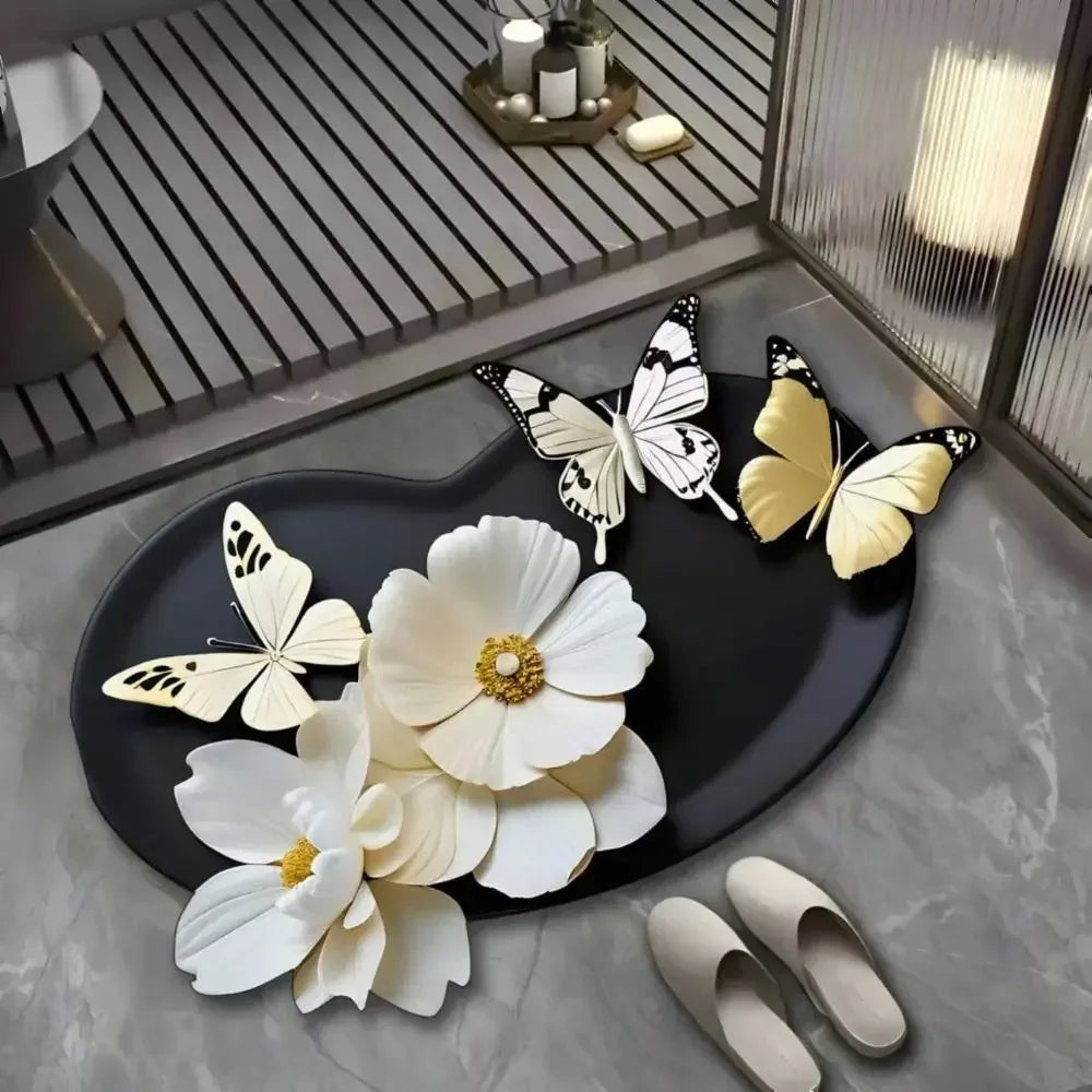 Jardim Royale™ – Tapete Floral 3D Antiderrapante Lavável - Minha loja