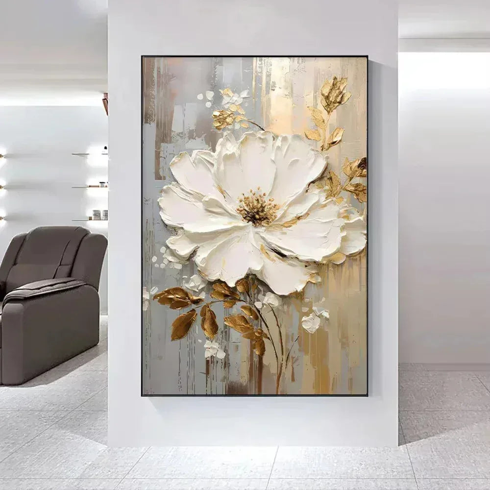 Arte Aconchegante: Flores Brancas em Tela para Decoração - Minha loja
