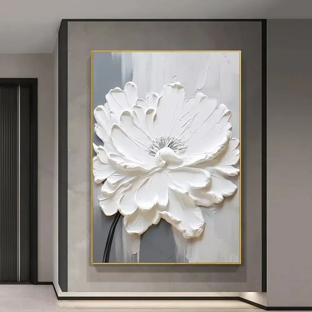 Arte Aconchegante: Flores Brancas em Tela para Decoração - Minha loja