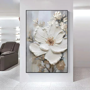 Arte Aconchegante: Flores Brancas em Tela para Decoração - Minha loja
