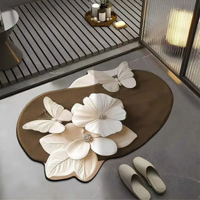 Jardim Royale™ – Tapete Floral 3D Antiderrapante Lavável - Minha loja