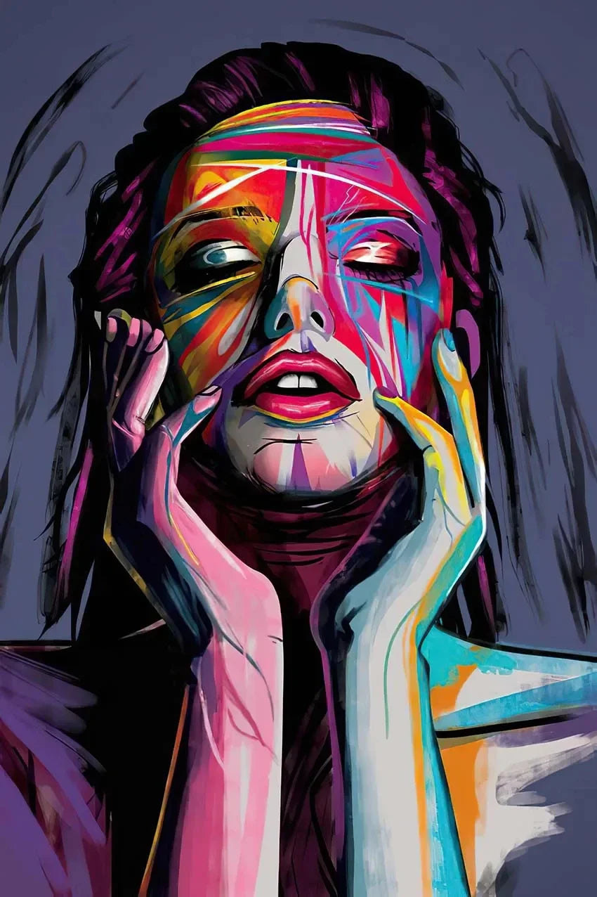 Sua Toque Divertido: Arte Abstrata de Mulher em Tela