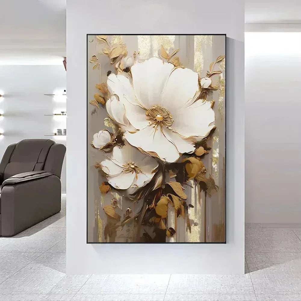 Arte Aconchegante: Flores Brancas em Tela para Decoração - Minha loja