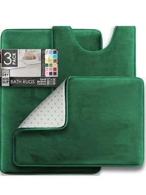 3PC  Bathroom Rugs Velvet Memory Foam Non-Slip Bath Rugs Machine Wash Dries Quickly - Ultra Soft Bath Mats for Bedroom kitchen