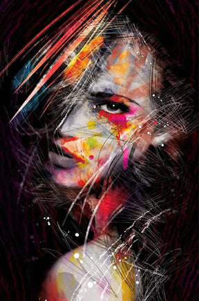 Sua Toque Divertido: Arte Abstrata de Mulher em Tela
