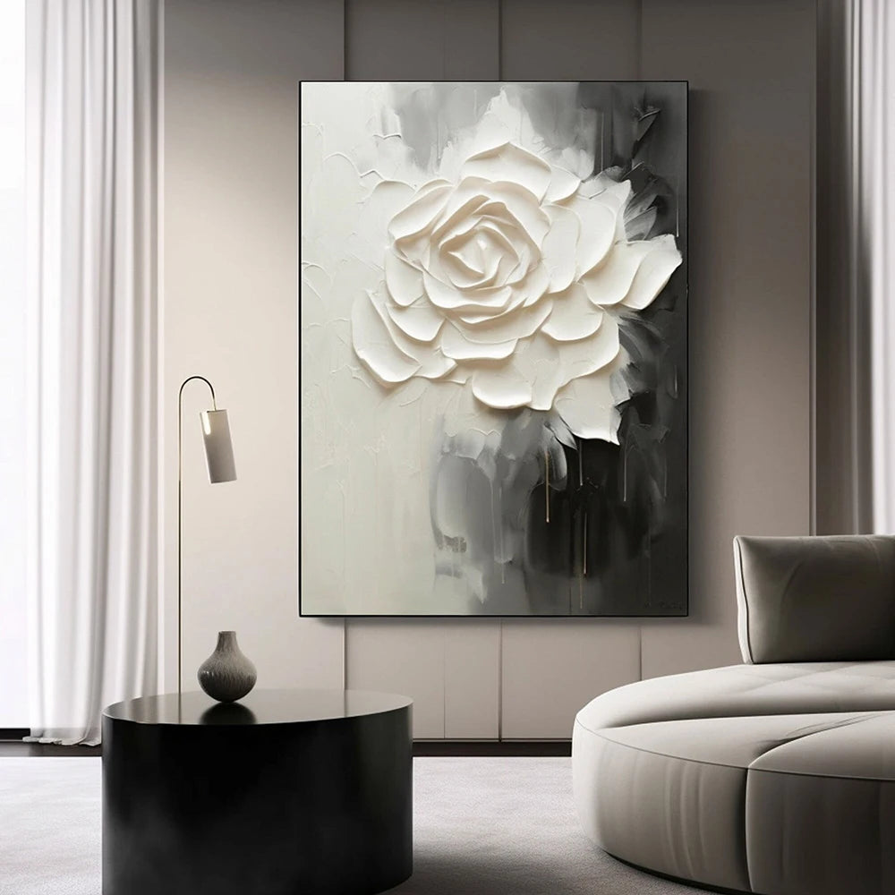 Toque de Elegância: Quadro Flor em Alto-Relevo