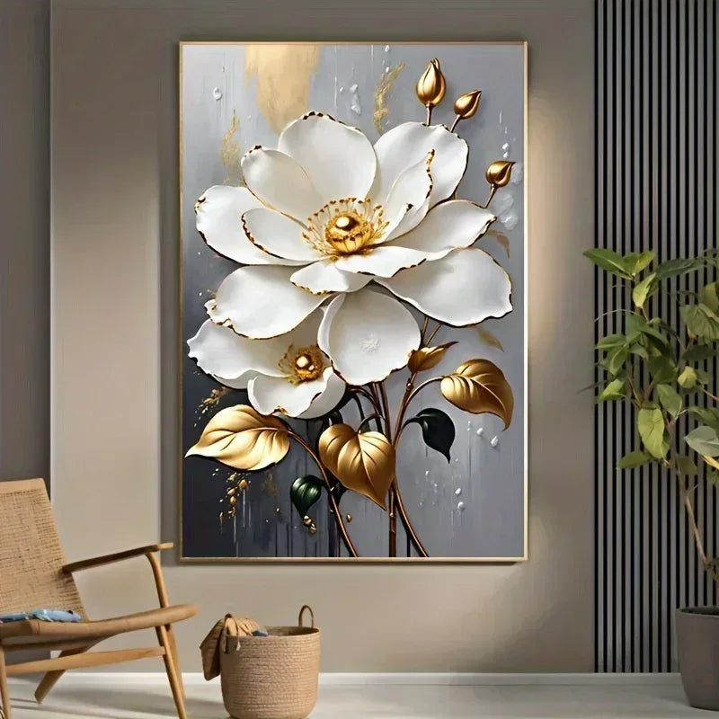 Arte Aconchegante: Flores Brancas em Tela para Decoração - Minha loja