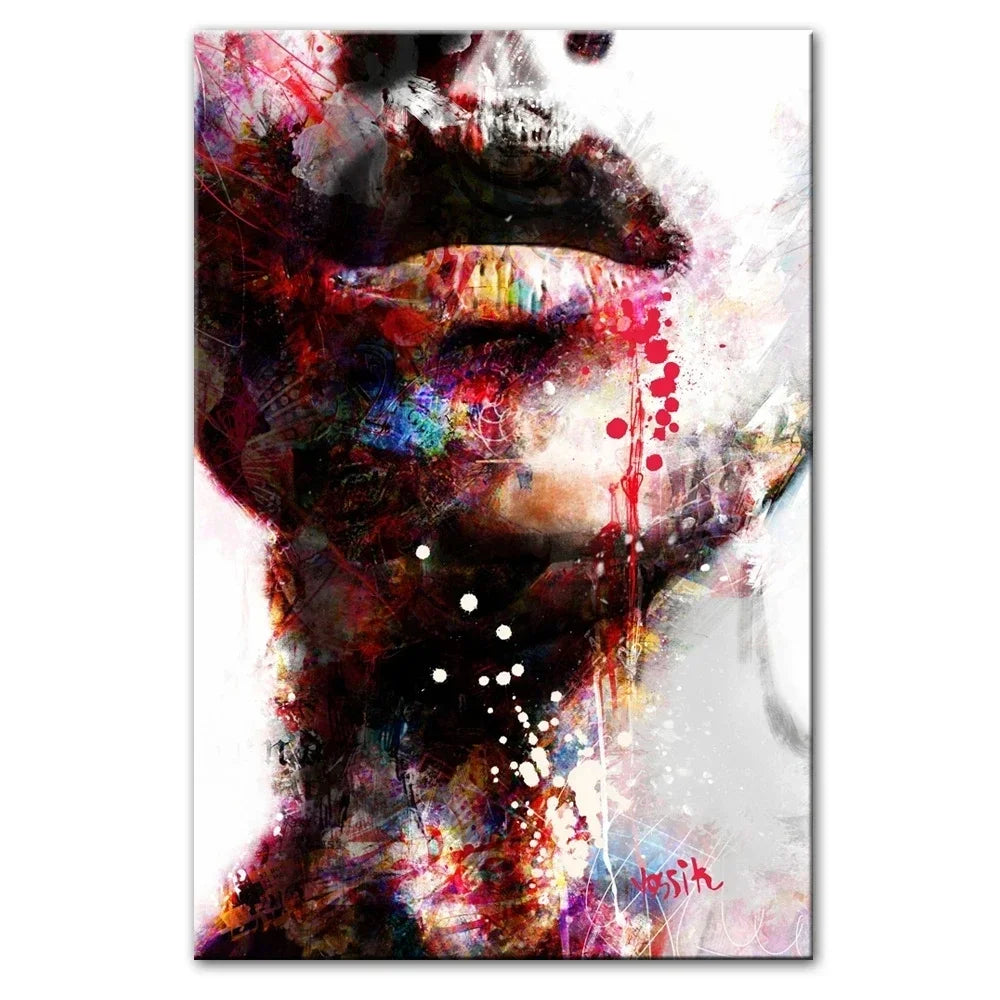 Sua Toque Divertido: Arte Abstrata de Mulher em Tela