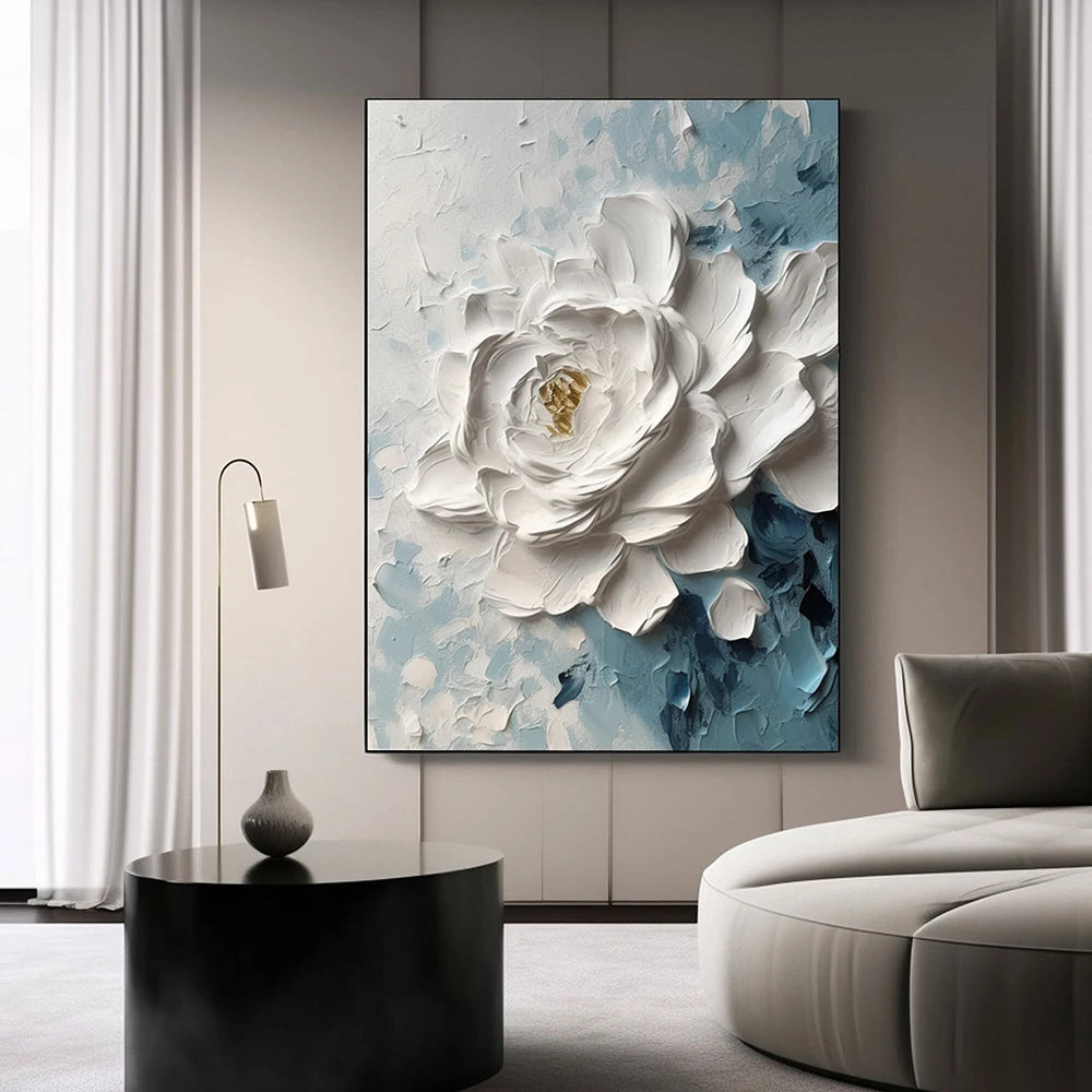 Toque de Elegância: Quadro Flor em Alto-Relevo