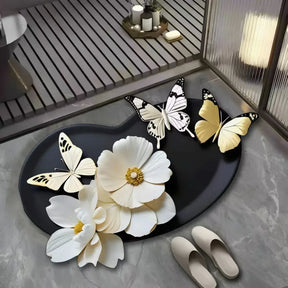 Jardim Royale™ – Tapete Floral 3D Antiderrapante Lavável - Minha loja
