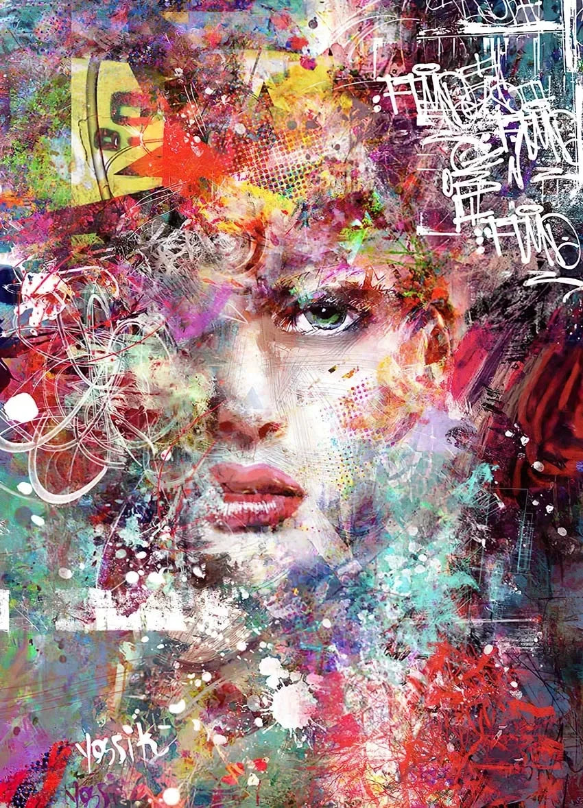 Sua Toque Divertido: Arte Abstrata de Mulher em Tela