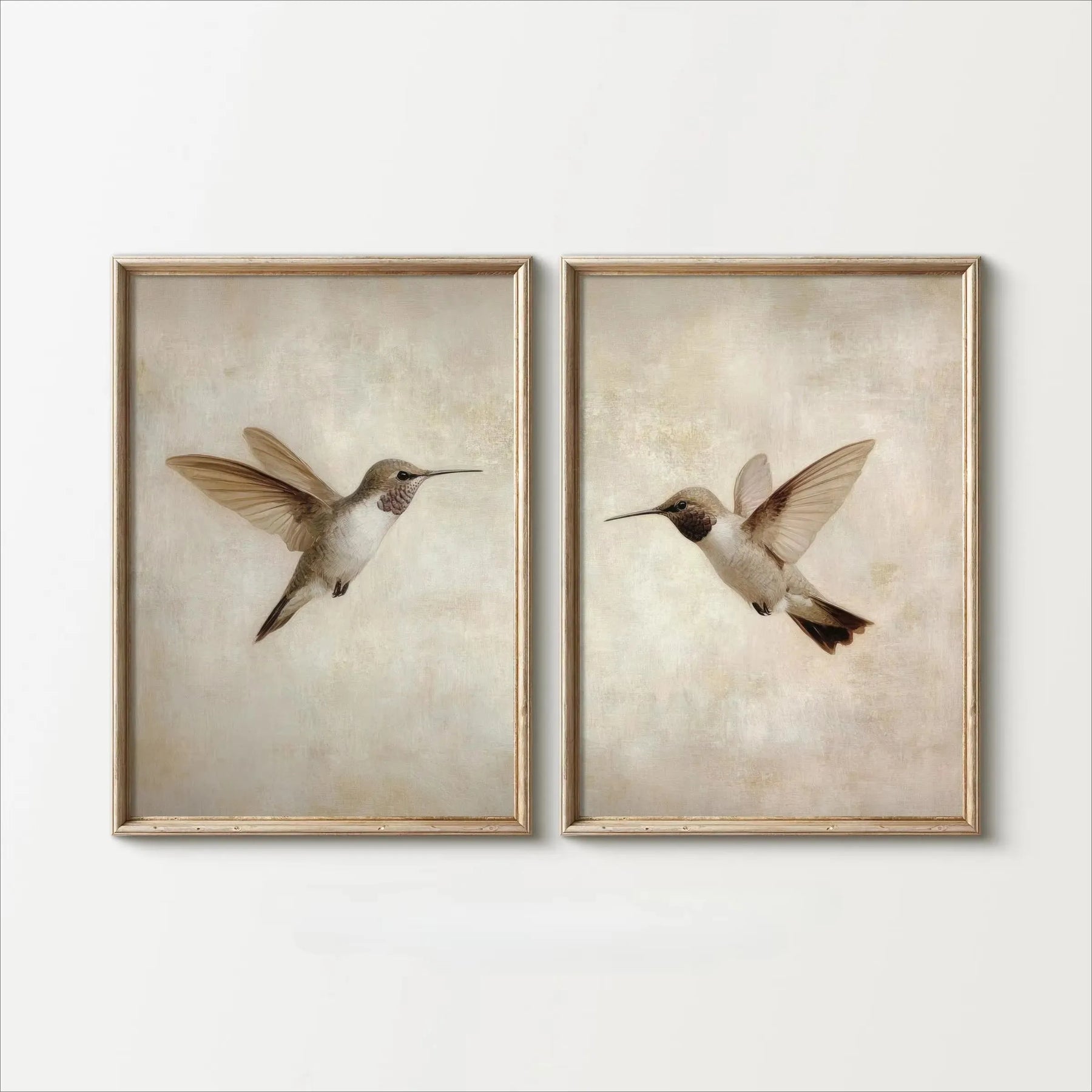 Seu Toque Aconchegante: Quadro Retrô de Beija-Flores
