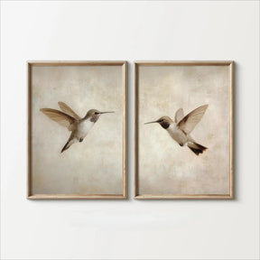 Seu Toque Aconchegante: Quadro Retrô de Beija-Flores