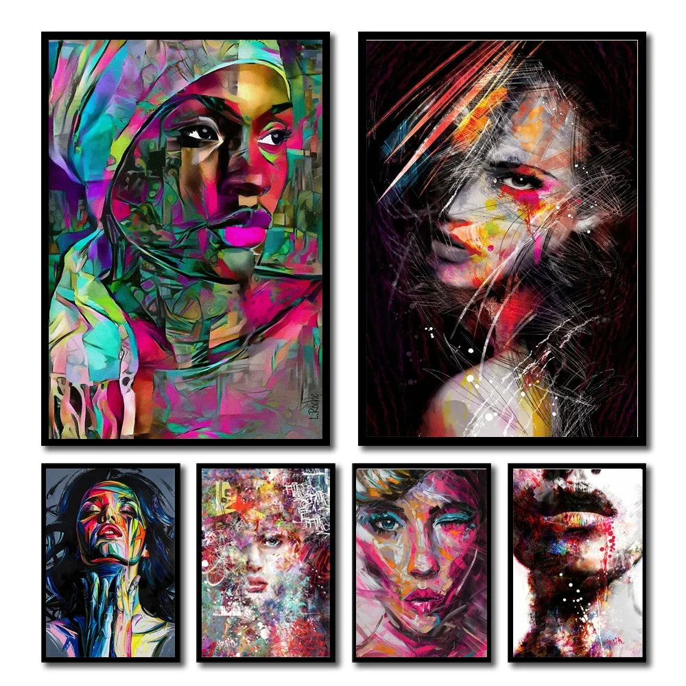 Sua Toque Divertido: Arte Abstrata de Mulher em Tela