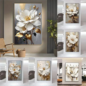 Arte Aconchegante: Flores Brancas em Tela para Decoração - Minha loja