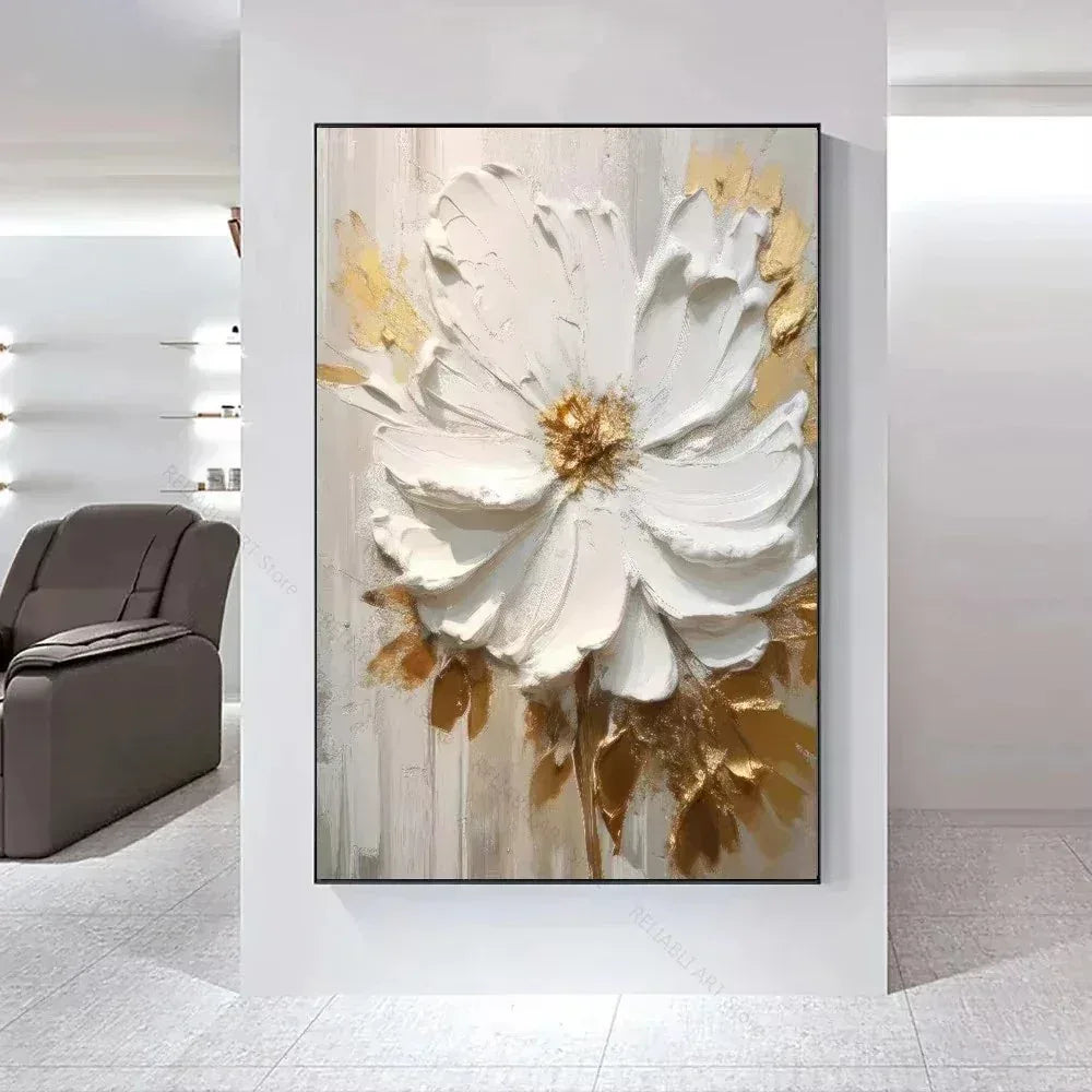 Arte Aconchegante: Flores Brancas em Tela para Decoração - Minha loja