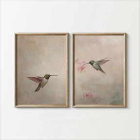 Seu Toque Aconchegante: Quadro Retrô de Beija-Flores