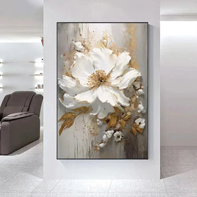 Arte Aconchegante: Flores Brancas em Tela para Decoração - Minha loja