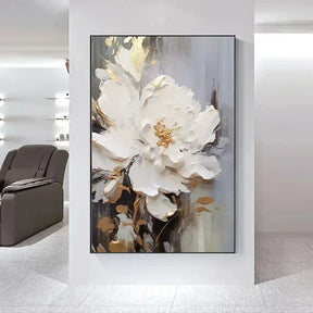 Arte Aconchegante: Flores Brancas em Tela para Decoração - Minha loja