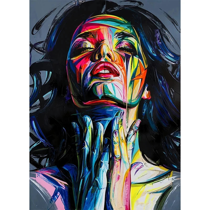 Sua Toque Divertido: Arte Abstrata de Mulher em Tela
