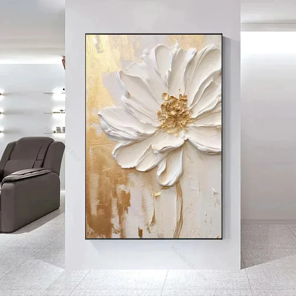 Arte Aconchegante: Flores Brancas em Tela para Decoração - Minha loja