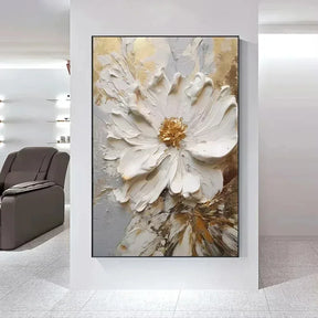 Arte Aconchegante: Flores Brancas em Tela para Decoração - Minha loja