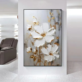 Arte Aconchegante: Flores Brancas em Tela para Decoração - Minha loja