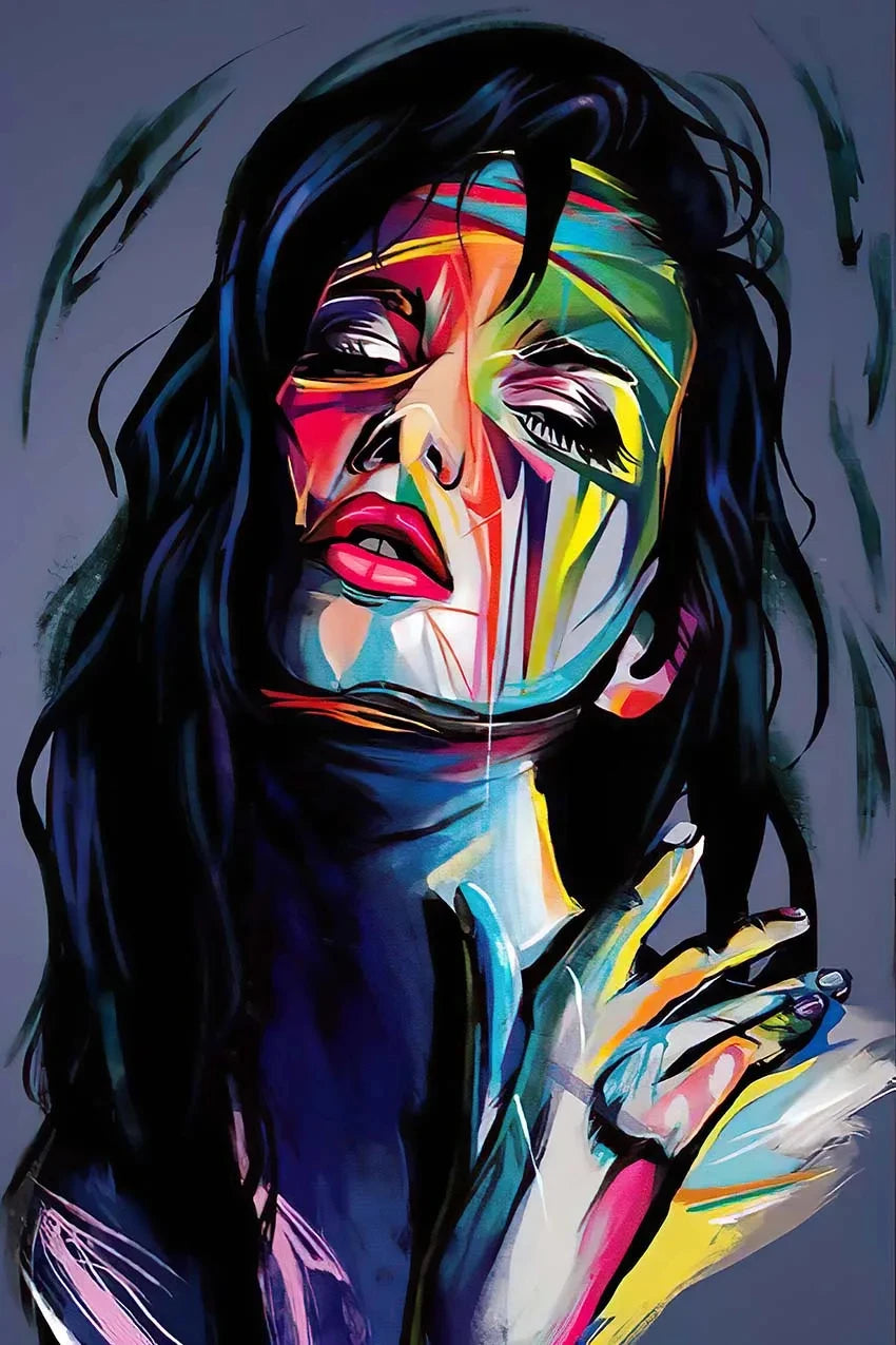 Sua Toque Divertido: Arte Abstrata de Mulher em Tela