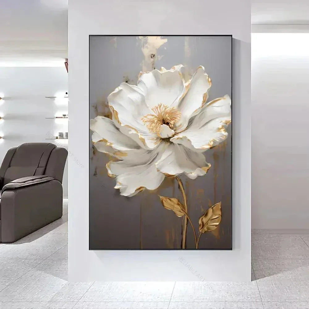 Arte Aconchegante: Flores Brancas em Tela para Decoração - Minha loja