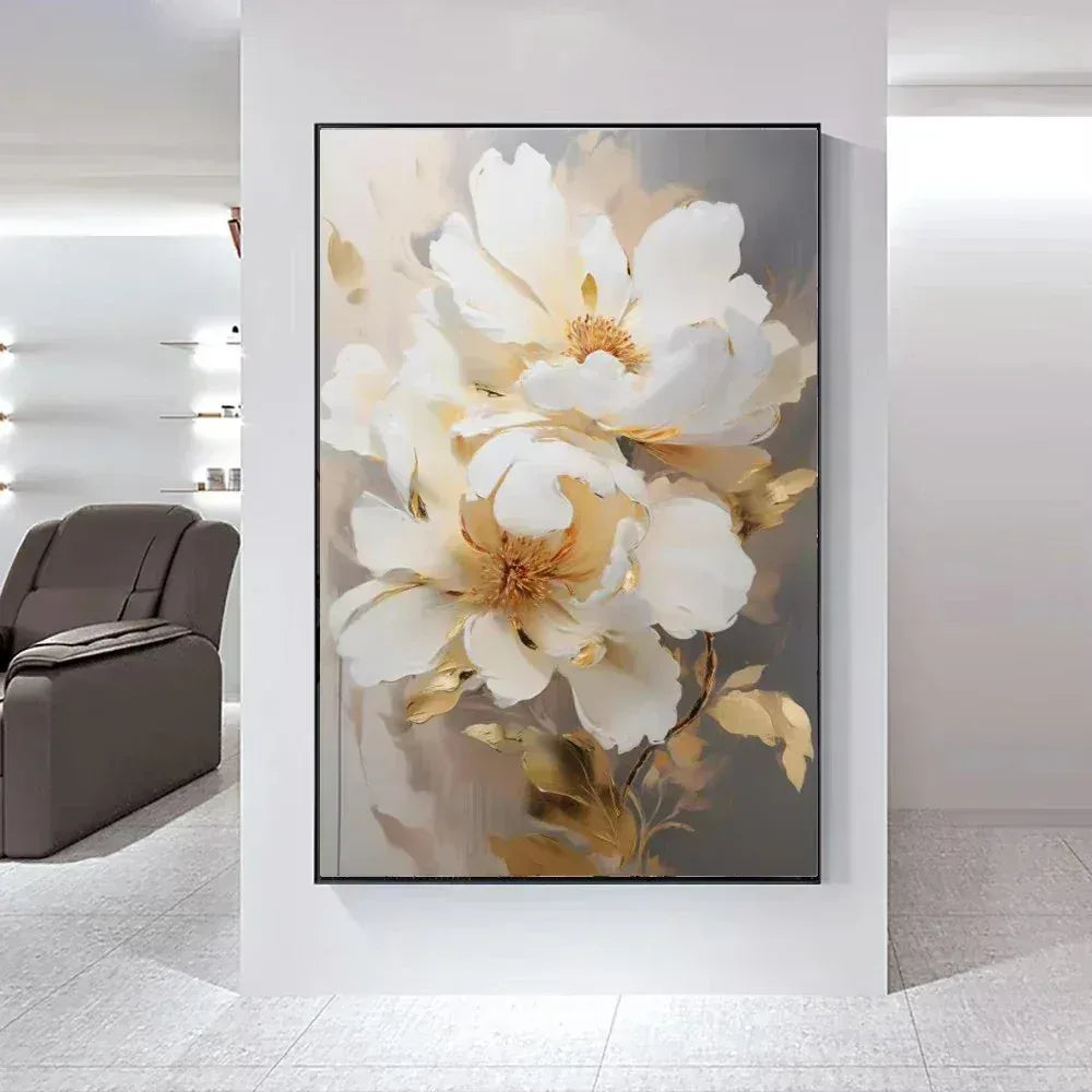Arte Aconchegante: Flores Brancas em Tela para Decoração - Minha loja