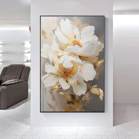 Arte Aconchegante: Flores Brancas em Tela para Decoração - Minha loja