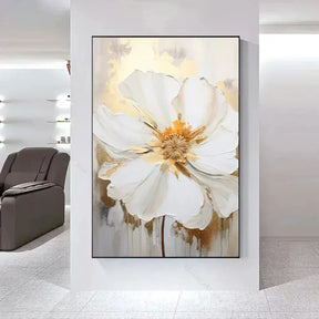 Arte Aconchegante: Flores Brancas em Tela para Decoração - Minha loja