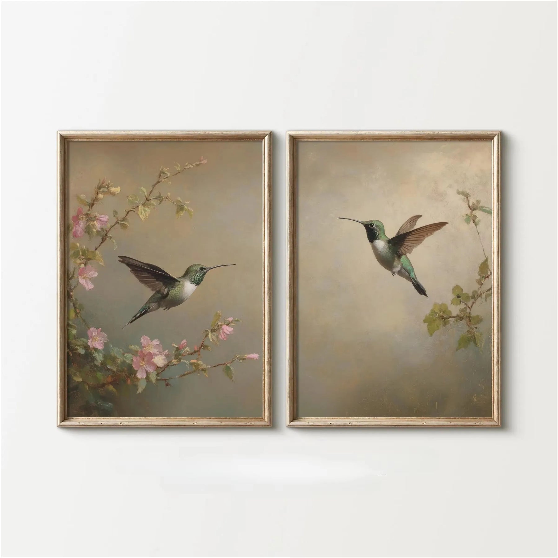 Seu Toque Aconchegante: Quadro Retrô de Beija-Flores