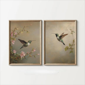 Seu Toque Aconchegante: Quadro Retrô de Beija-Flores