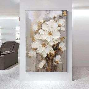 Arte Aconchegante: Flores Brancas em Tela para Decoração - Minha loja