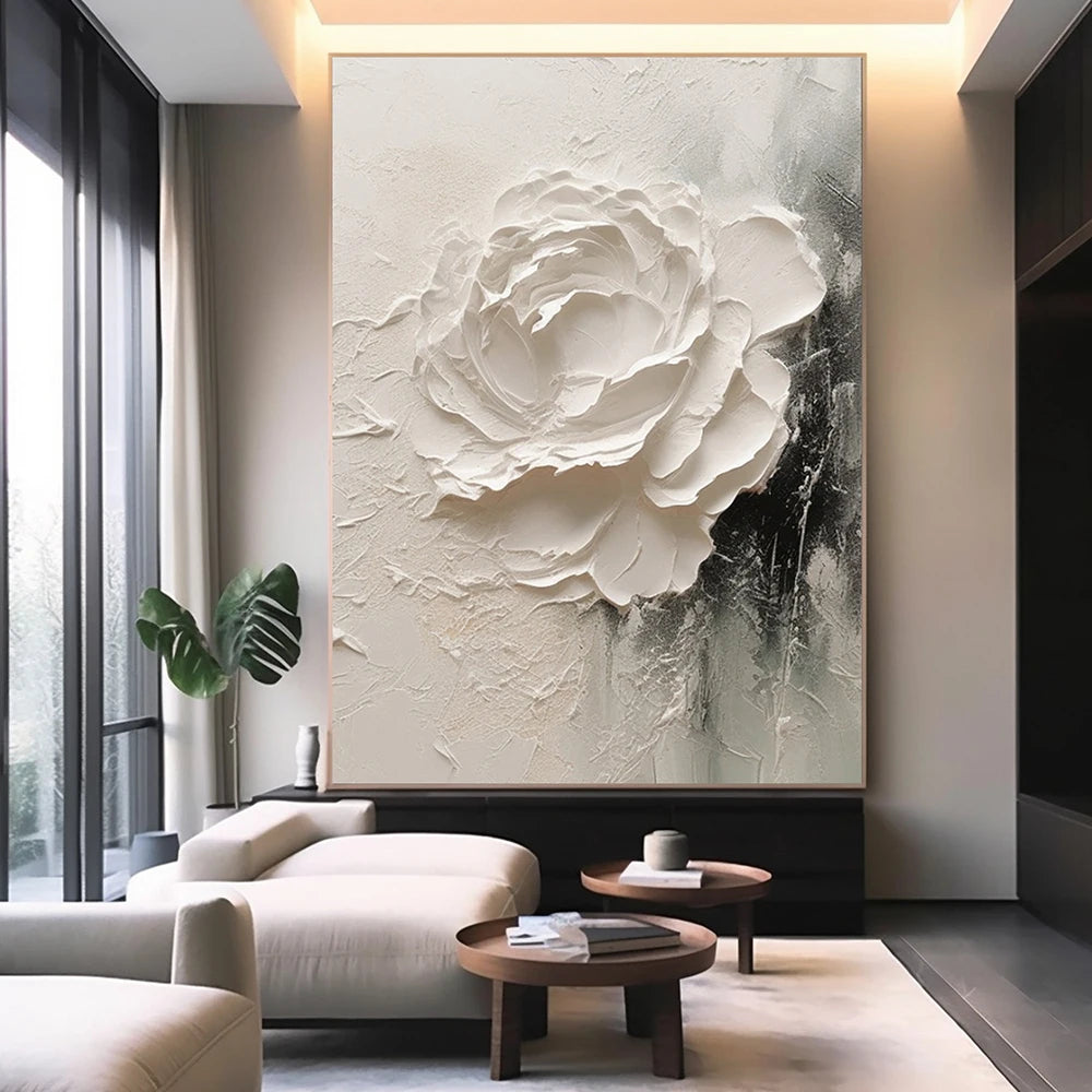Toque de Elegância: Quadro Flor em Alto-Relevo